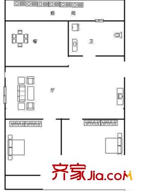 聚賢街建行宿舍戶型圖聚賢街建設銀行單位宿舍 2室 戶型圖 2室1廳1衛(wèi)1廚
