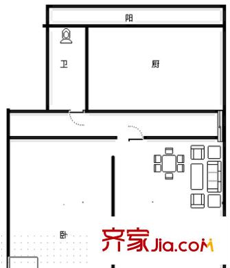 經(jīng)一路單位宿舍 1室 戶型圖