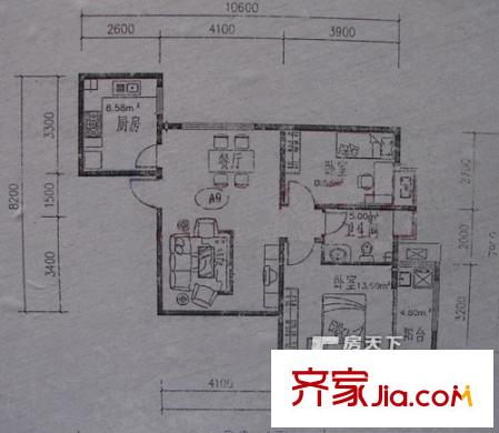 葉盛園小區(qū) 2居室 戶型圖