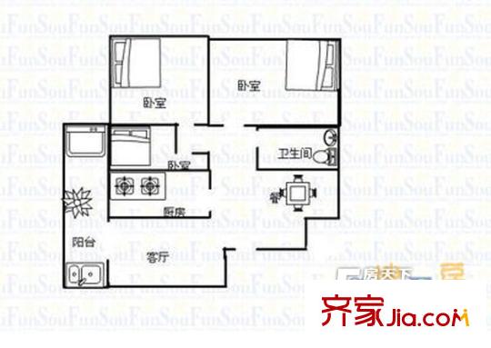 葉盛園小區(qū) 3居室 戶(hù)型圖