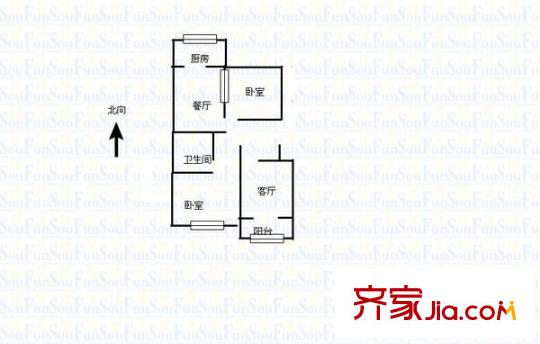 千佛山東路人防宿舍 2室 戶型圖