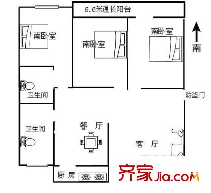 豐澤家園 3居室 戶(hù)型圖
