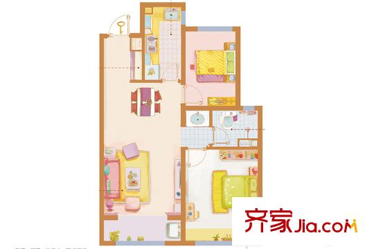 濟(jì)南萬(wàn)科城三期21、22、23#樓A+戶型 2室2廳1衛(wèi)1廚