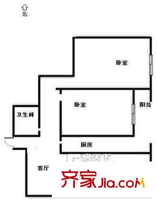 建筑大學(xué)宿舍 2居室 戶型圖