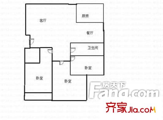 聚鑫旺園戶型圖3222 3室2廳2衛(wèi)1廚