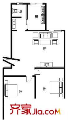 藥山郡 2居室 戶型圖