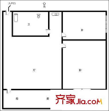 藥山郡 2居室 戶型圖