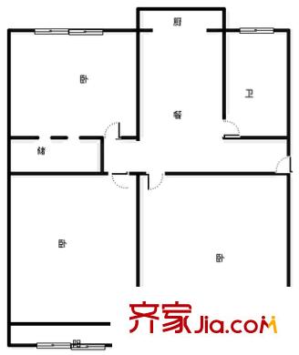 農科院單位宿舍 2室 戶型圖