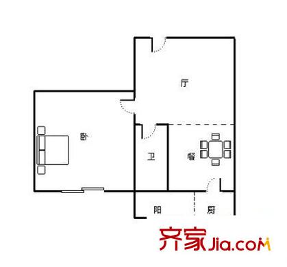 農(nóng)科院單位宿舍 1室 戶型圖