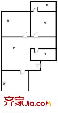 濟大路郵電宿舍 2居室 戶型圖
