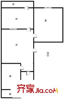濟大路郵電宿舍 2居室 戶型圖
