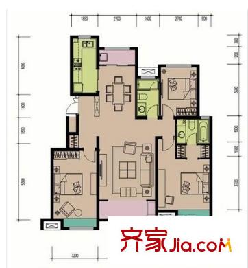 建苑花園 3居室 戶型圖
