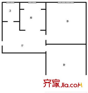 玉函路農(nóng)行宿舍 2室 戶型圖