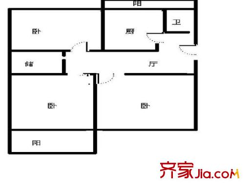 玉函路農(nóng)行宿舍 3室 戶型圖