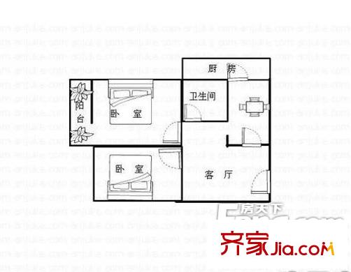 經(jīng)三緯十一宿舍戶型圖經(jīng)三緯十一單位宿舍 戶型圖 2室2廳1衛(wèi)1廚