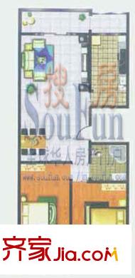 景繡苑戶型圖兩室兩廳一衛(wèi)D戶型 2室2廳1衛(wèi)