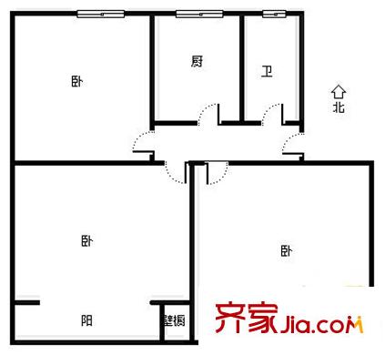 青年西路單位宿舍 3居室 戶型圖
