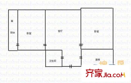 西城新苑小區(qū) 2室 戶型圖