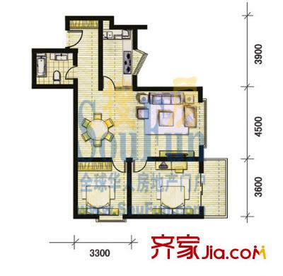 雅致經(jīng)典戶型圖2室2廳1衛(wèi)