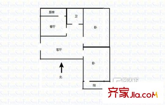 西八里洼單位宿舍 2居室 戶型圖