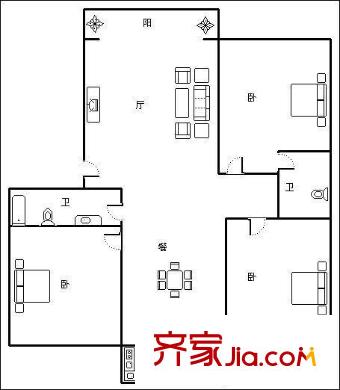 豐澤家園 3室 戶(hù)型圖