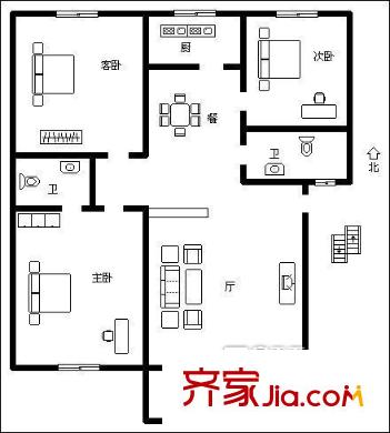 豐澤家園 3居室 戶(hù)型圖