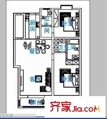 水映麗山 2居室 戶型圖