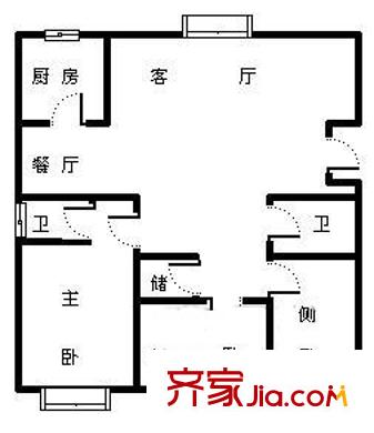 聚鑫旺園戶型圖322 3室2廳2衛(wèi)1廚