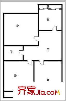 環(huán)山路大眾日?qǐng)?bào)社宿舍 3室 戶型圖