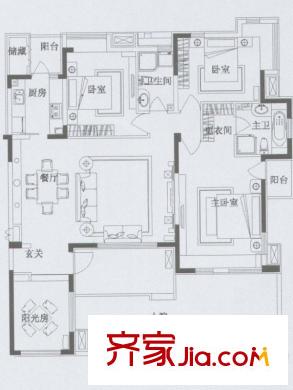 海那城戶型圖DS3戶型 4室2廳2衛(wèi)1廚