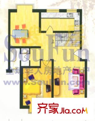 東園山莊戶型圖1 1室1廳1衛(wèi)1廚