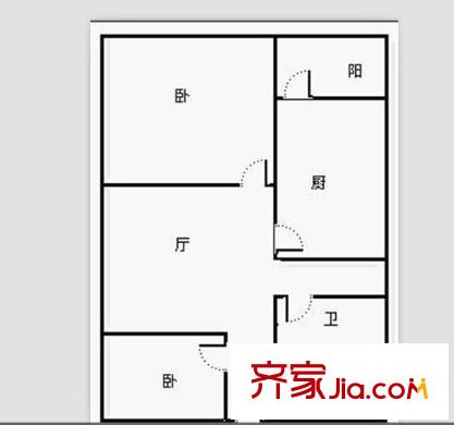 英雄山路鎮(zhèn)政府宿舍 2居室 戶型圖