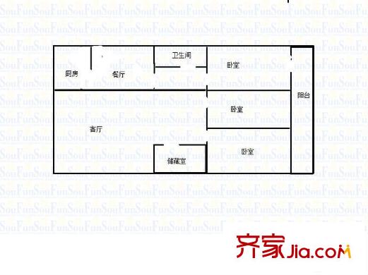 谷莊欣都小區(qū) 3室 戶型圖