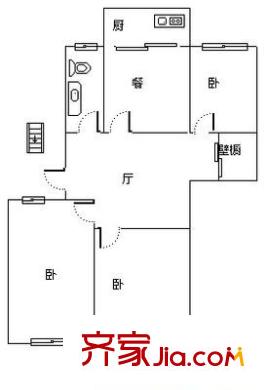 東關(guān)大街宿舍 3室 戶(hù)型圖