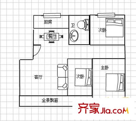 紫荊苑小區(qū) 3室 戶型圖
