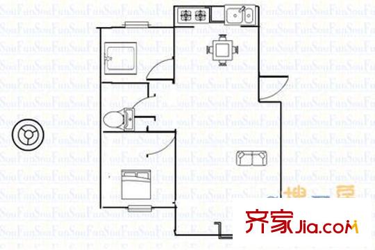 紫荊苑小區(qū) 2室 戶型圖
