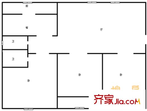 紫荊苑小區(qū) 3室 戶型圖