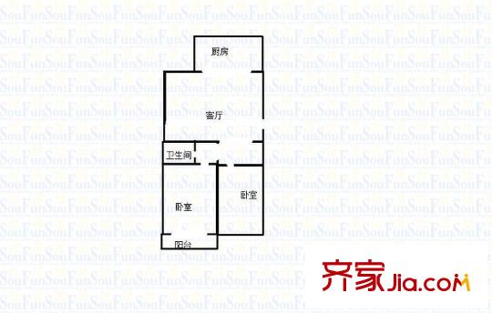 藥山郡 2室 戶型圖