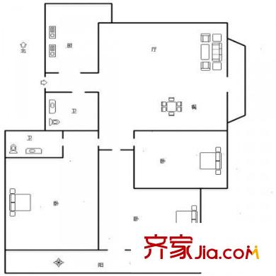 金源山居 3室 戶型圖