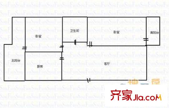 西城新苑小區(qū) 2室 戶型圖