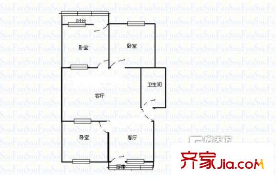 西城新苑小區(qū) 3居室 戶型圖