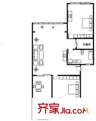 恒泉花園 2室 戶型圖