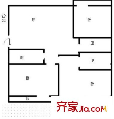 恒泉花園 3室 戶型圖