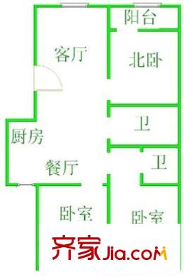 恒泉花園 3室 戶型圖