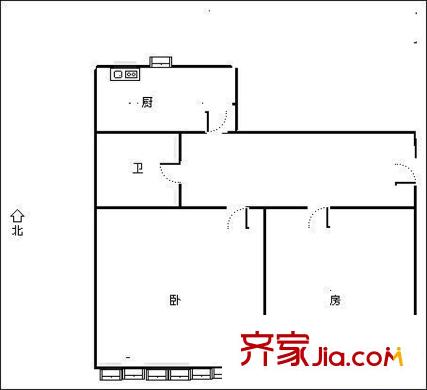 青年西路單位宿舍 2居室 戶型圖