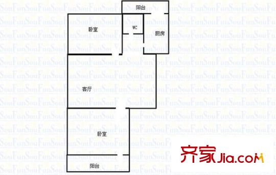 天成路單位宿舍 2室 戶型圖