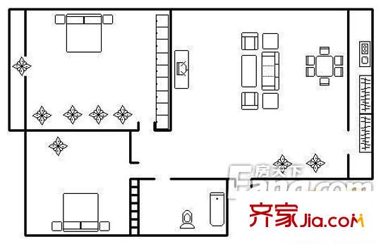 建設(shè)路民政局宿舍 2居室 戶型圖