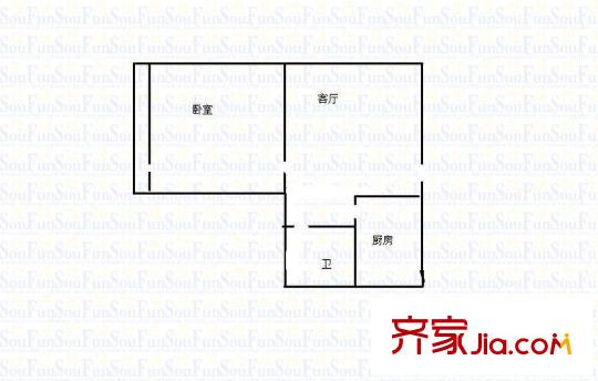 建設(shè)路民政局宿舍 1室 戶型圖