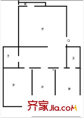 建設(shè)路民政局宿舍 3居室 戶型圖