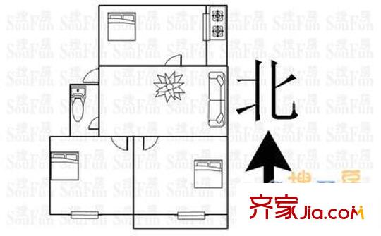 經(jīng)十路市中段宿舍戶型圖經(jīng)十路（市中區(qū)）單位宿舍 3室 戶型圖 3室2廳1衛(wèi)1廚